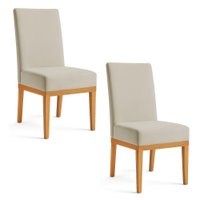 Kit 2 Cadeiras de Jantar Brisa Suede Base de Madeira - Pallazio Cor:Cappuccino