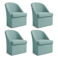 Kit 4 Poltronas Decorativas Malli Boucle - Pallazio Cor:Azul Turquesa