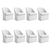Kit 8 Poltronas Decorativas Malli Boucle - Pallazio Cor:Off White