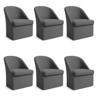 Kit 6 Poltronas Decorativa Malli Veludo - Pallazio Cor:Grafite