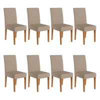 Kit 8 Cadeiras de Jantar Jade Suede Base Freijó - Pallazio Cor:Bege