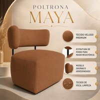 Poltrona Decorativa Orgânica Mariana Veludo Ferro Preto Cor:Terracota