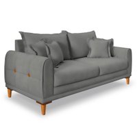 Sofá Living 2 Lugares 1,80m Livia Veludo Pés de Madeira - Pallazio Cor:Grafite