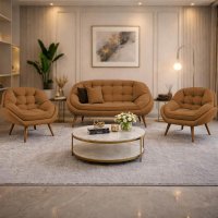 Kit Namoradeira e 2 Poltronas Chicago Veludo Terracota Pés Palito - Pallazio