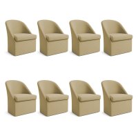 Kit 8 Poltronas Decorativas Malli Linho - Pallazio Cor:Dourado