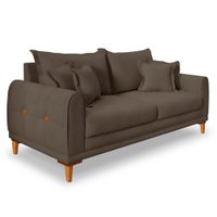 Sofá Living 2 Lugares 1,80m Livia Veludo Pés de Madeira - Pallazio Cor:Marrom
