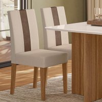 Kit 2 Cadeiras de Jantar Linea Suede Base Carvalho - Pallazio Cor:Bege