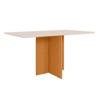 Mesa de Jantar Helô Tampo Sem Vidro 160cm Freijó/Off White - Pallazio