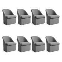 Kit 8 Poltronas Decorativas Malli Linho - Pallazio Cor:Cinza