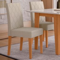Kit 2 Cadeiras de Jantar Jade Suede Base Freijó - Pallazio Cor:Bege