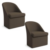 Kit 2 Poltronas Decorativas Malli Linho - Pallazio Cor:Marrom