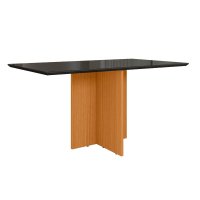 Mesa de Jantar Helô Tampo Com Vidro 160cm Freijó/Grafite/Preto - Pallazio