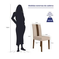 Kit 4 Cadeiras de Jantar Linea Suede Base Amêndoa - Pallazio Cor:Bege