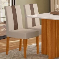 Kit 2 Cadeiras de Jantar Linea Suede Base Freijó - Pallazio Cor:Bege