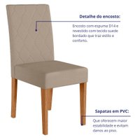 Kit 8 Cadeiras de Jantar Jade Suede Bege Base Freijó - Pallazio