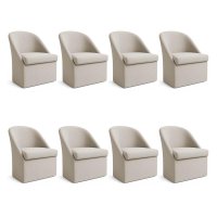 Kit 8 Poltronas Decorativas Malli Linho - Pallazio Cor:Bege