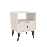 Mesa de Cabeceira 1 Gaveta Curve Off White 45x40x58cm Movelbento