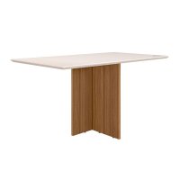 Mesa de Jantar Helô Tampo Sem Vidro 160cm Carvalho/Off White