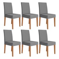 Kit 6 Cadeiras de Jantar Josi Suede Base Freijó - Pallazio Cor:Cinza