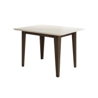 Mesa de Jantar Kate 120cm Amêndoa e Off White Com Vidro - Pallazio