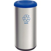 Lixeira Inox Tramontina Piemonte 40 Litros Scotch Brite e Tampa Basculante Azul Outlet