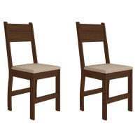 Kit 2 Cadeiras de Jantar Milano Bege Base Amêndoa