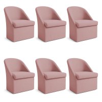 Kit 6 Poltronas Decorativa Malli Veludo - Pallazio Cor:Rosê
