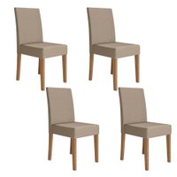 Kit 4 Cadeiras de Jantar Josi Suede Base Carvalho - Pallazio Cor:Bege