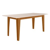 Mesa de Jantar Liz Tampo Sem Vidro 160cm Freijó/Off White - Pallazio