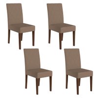Kit 4 Cadeiras de Jantar Jade Suede Base Amêndoa - Pallazio Cor:Capuccino