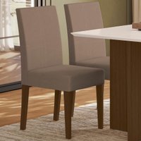 Kit 2 Cadeiras de Jantar Josi Suede Base Amêndoa - Pallazio Cor:Capuccino