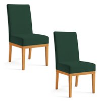 Kit 2 Cadeiras de Jantar Brisa Suede Base de Madeira - Pallazio Cor:Verde