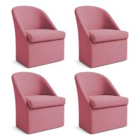 Kit 4 Poltronas Decorativa Malli Veludo - Pallazio Cor:Rosa