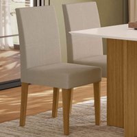 Kit 2 Cadeiras de Jantar Josi Suede Bege Base Carvalho - Pallazio