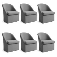 Kit 6 Poltronas Decorativas Malli Linho - Pallazio Cor:Cinza