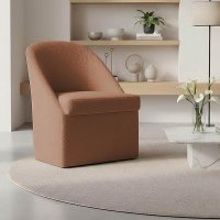 Poltrona Decorativa Para Sala de Estar Malli Bouclê - Pallazio Cor:Terracota