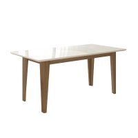 Mesa de Jantar Liz Tampo Com Vidro 160cm Carvalho/Off White