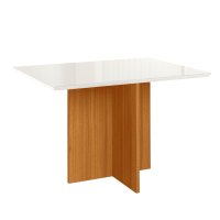 Mesa de Jantar Helô Tampo Com Vidro 120cm Freijó/Off White - Pallazio