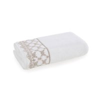 Toalha de Banho Karsten Fio Penteado Constanza Branco/ Marrom 70x140 cm