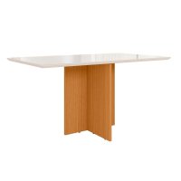Mesa de Jantar Helô Tampo Com Vidro 160cm Freijó/Off White - Pallazio