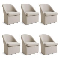 Kit 6 Poltronas Decorativas Malli Linho - Pallazio Cor:Bege