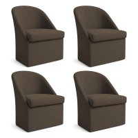 Kit 4 Poltronas Decorativas Malli Linho - Pallazio Cor:Marrom