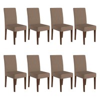 Kit 8 Cadeiras de Jantar Jade Suede Base Amêndoa - Pallazio Cor:Capuccino