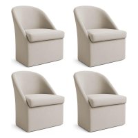 Kit 4 Poltronas Decorativas Malli Linho - Pallazio Cor:Bege