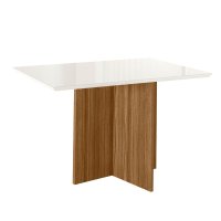 Mesa de Jantar Helô Tampo Com Vidro 120cm Carvalho/Off White