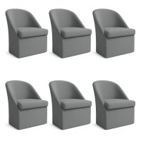 Kit 6 Poltronas Decorativas Malli Boucle - Pallazio Cor:Grafite
