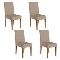 Kit 4 Cadeiras de Jantar Jade Suede Base Carvalho - Pallazio Cor:Bege