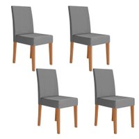 Kit 4 Cadeiras de Jantar Josi Suede Base Freijó - Pallazio Cor:Cinza