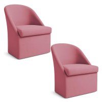Kit 02 Poltronas Decorativas Malli Suede - Pallazio Cor:Rosa