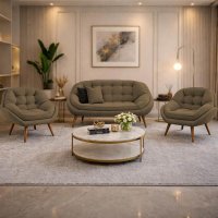 Kit Namoradeira e 2 Poltronas Chicago Veludo Pés Palito - Pallazio Cor:Cappuccino